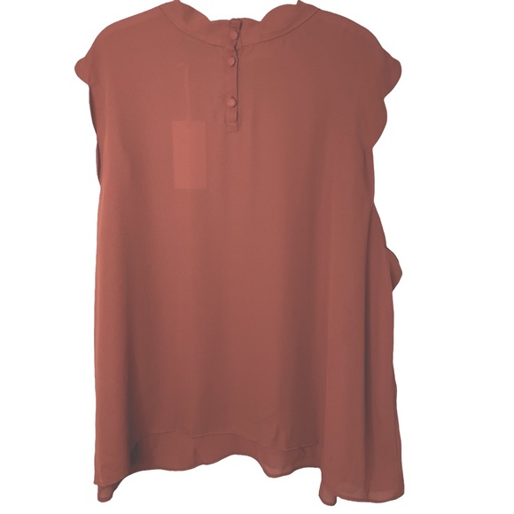 NEW With Tags ModCloth Rust Scallop-Trim Sleeveless Mock Neck Top 4X - Picture 3 of 6